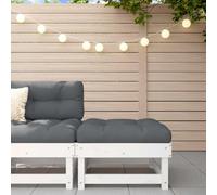 LoogCape Repose-Pied de Jardin en Bois Massif avec Coussin Anthracite Blanc pour extérieur terrasse Patio mobilier modulable et sectionnel pour détente en Famille ou Entre Amis