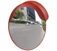 LoogCape Rétroviseur convexe de 60 cm en plastique PC robuste orange pour l'extérieur, idéal pour les croisements, les routes étroites, les virages tranchants, les routes à vision limitée, durable