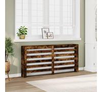 LoogCape Revêtement de radiateur en chêne fumé - 175 x 20 x 82 cm - En bois avec support mural - Design moderne à lattes pour le salon - Étagère pratique - Résistant à l'humidité - Facile d'entretien