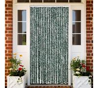 LoogCape Rideau vert et blanc 90 x 220 cm en chenille moustiquaire pour fenêtre, porte, porte de balcon, porte de terrasse, protection contre les insectes, la chaleur et le pollen