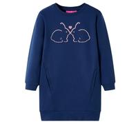 LoogCape Robe pull pour enfant, bleu marine, taille en coton, avec manches longues, col rond, pour filles, enfants, convient pour le quotidien, les fêtes, l'école, la maternelle, les anniversaires