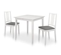 LoogCape Salon à manger 3 pièces en bois d'hévéa et MDF blanc extensible avec chaises rembourrées pour salle à manger, cuisine, ensemble de meubles peu encombrant et durable