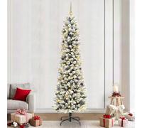 LoogCape Sapin de Noël artificiel blanc 240 cm avec éclairage LED, source d'alimentation USB, pliable, décoration réaliste pour salon et période de l'Avent festive