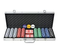 LoogCape Set de poker avec 500 jetons en aluminium pour Texas Holdem, Blackjack, roulette, jeux de société, tournois et soirées de fête au design de qualité supérieure
