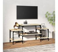 LoogCape Sonoma-Eiche - Meuble TV - 117 x 35 x 52 cm - En bois - Robuste - Avec pieds réglables - Grand espace de rangement pour le salon - Support TV universel
