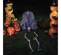LoogCape Squelette d'Halloween avec pointes de sol Blanc 45,5 x 13 cm Décoration durable pour l'intérieur et l'extérieur Style gothique pour fête effrayante et décoration saisonnière