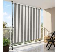 LoogCape Store extérieur anthracite et blanc 100 x 270 cm, polyester 180 g/m² avec revêtement PU, hauteur et angle réglables, protection solaire pour balcon, terrasse, jardin, brise-vue et protection