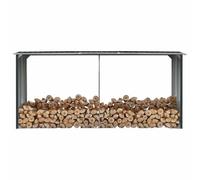 LoogCape Support de bûches en acier galvanisé - 330 x 92 x 153 cm - Anthracite - Avec toit - Étagère à bûches de cheminée résistante aux intempéries pour bois de poêle - Aide à l'empilage du bois