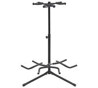 LoogCape Support de guitare noir en acier réglable en hauteur 80-102 cm, espace pour 3 instruments, antidérapant, pliable, trépied stable pour guitare acoustique, guitare électrique, basse, concert