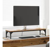 LoogCape Support de moniteur en bois vieilli, 85 x 23 x 15,5 cm, matériau en bois avec finition mate, embout ergonomique, réglable en hauteur, pliable, idéal pour le bureau, le bureau à domicile, les