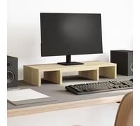 LoogCape Support de moniteur réglable en chêne Sonoma 60 x 24 x 10,5 cm pour bureau à domicile ergonomique, réglable en hauteur et pliable, idéal pour deux moniteurs, matériau en bois durable