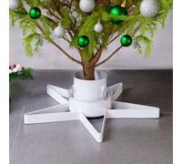 LoogCape Support de sapin de Noël blanc 47 x 47 x 13,5 cm pour de vrais sapins jusqu'à 2,1 m de hauteur avec réservoir d'eau de 0,9 l, pied en métal stable, réglable, résistant à l'inclinaison