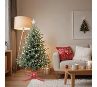 LoogCape Support de sapin de Noël rouge 61 x 61 x 15,5 cm avec réservoir d'eau pour sapins véritables et artificiels jusqu'à 2,6 m, construction métallique stable, montage facile