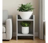 LoogCape Support pour plantes - Gris béton - 30 x 30 x 40 cm - En bois - Décoration d'intérieur - Organisateur de pièce avec 2 niveaux - Peu encombrant - Charge maximale : 20 kg - Pour balcon, salon