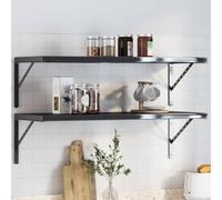 LoogCape Supports d'étagères en Acier Inoxydable Noir pour Mur et Planche 40x2,5x25 cm, Lot de 4, capacité 50 kg, Fixation Murale et sur étagère, idéal pour Rangement, décoration et bibliothèque