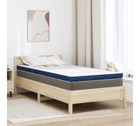 LoogCape Surmatelas blanc 120 x 200 cm en mousse à mémoire de forme avec housse jacquard pour chambre à coucher, confort et hygiène, respirant, lavable, antidérapant, adapté aux personnes allergiques