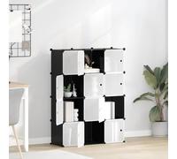 LoogCape Système d'étagères à 12 cubes, portes fermées, polypropylène noir, cadre en acier, 94,5 x 31,5 x 124 cm, système de rangement étroit peu encombrant pour couloir et chambre à coucher
