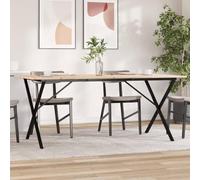 LoogCape Table à manger avec structure en X en pin massif 180 x 90 x 75 cm, table à manger pour cuisine, salle à manger, salon, structure en acier, design industriel rustique, salle familiale et repas