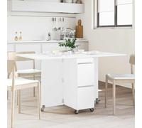 LoogCape Table à manger extensible blanche en bois 140 x 80 x 77 cm, pliable avec espace de rangement, angle droit pour cuisine, salle à manger et salon, peu encombrant, design moderne