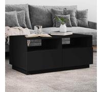 LoogCape Table Basse avec lumières LED Noires 90x49x40 cm en Bois d'ingénierie Design Moderne pour Salon canapé, Meuble d'appoint avec Rangement, Plateau relevable, éclairage RVB