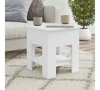 LoogCape Table basse blanche 40 x 40 x 42 cm en bois avec étagère, table d'appoint pour livres, magazines, peu encombrante