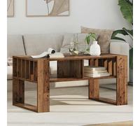 LoogCape Table Basse Bois Ancien 92 x 49,5 x 45 cm Bois d'ingénierie Meuble Salon Design Rectangle avec étagères Rangement pour canapé et séjour