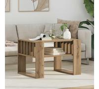 LoogCape Table Basse Chêne Artisanal 66 x 49,5 x 45 cm Bois d'ingénierie Meuble Salon Design Rectangle avec étagère Rangement pour canapé et séjour