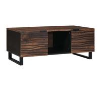 LoogCape Table basse en bois d'acacia massif, marron, noire, 100 x 54 x 40 cm, avec étagère, pour salon, surface de rangement