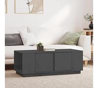 LoogCape Table Basse en Bois Massif Gris 110x50x40 cm avec Rangement, tiroirs et étagères pour Salon, séjour ou Chambre, Design scandinave, Robuste et Pratique