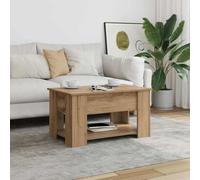 LoogCape Table basse en chêne artisanal, 79 x 49 x 41 cm, réglable en hauteur, avec espace de rangement caché, pour salon, table élévatrice polyvalente