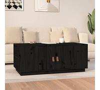 LoogCape Table basse en pin massif avec espace de rangement, pour salon, moderne, polyvalente, 100 x 50 x 41 cm, noire