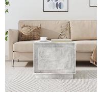 LoogCape Table Basse Gris béton 51x50x44 cm en Bois d'ingénierie avec Rangement tiroir et Porte, Meuble Salon Moderne Design scandinave Industriel pour séjour Chambre ou entrée
