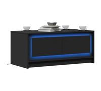 LoogCape Table basse LED noire en bois 100 x 50 x 43,5 cm, avec éclairage RVB, espace de rangement, pour salon, design moderne