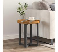 LoogCape Table Basse Marron en Bois de Teck Massif 40 x 40 x 45 cm avec Surface en résine de Verre brisé Pieds en Acajou Design Moderne pour Salon, séjour et Espace détente