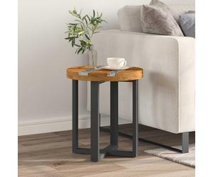 LoogCape Table Basse Marron en Bois de Teck Massif 40 x 40 x 45 cm avec Surface en résine de Verre brisé Pieds en Acajou Design Moderne pour Salon, séjour et Espace détente