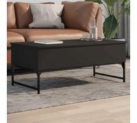 LoogCape Table basse noire 100 x 50 x 40 cm en bois avec structure en métal, 2 compartiments cachés, pieds réglables en hauteur, pour salon, table d'appoint moderne, stable et durable