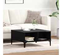 LoogCape Table basse noire aspect chêne 60 x 60 x 30 cm - Table d'appoint carrée avec 2 étagères - Table de salon stable pour installations modernes - Table basse noire pour salon