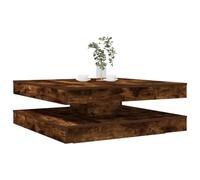 LoogCape Table basse pivotante à 360 °, chêne fumé, 90 x 90 x 34,5 cm, table de salon moderne avec espace de rangement, design en bois facile d'entretien, pratique et robuste