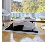 LoogCape Table Basse réglable Design Blanc Brillant pour Salon, séjour ou Chambre avec Espace de Rangement, Plateau relevable, Forme modulable, idéale pour canapé, décoration Moderne