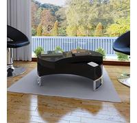 LoogCape Table basse réglable noire brillante - Table de salon pivotante avec espace de rangement - MDF et acier inoxydable - 80 x 32,5 cm - Design moderne pour salon - Noir
