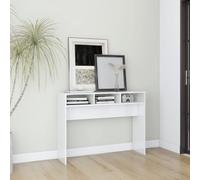 LoogCape Table console en bois blanc brillant 105 x 30 x 80 cm Table d'appoint pour couloir, bureau, espace de rangement, table de rangement pour l'ordre avec support anti-basculement