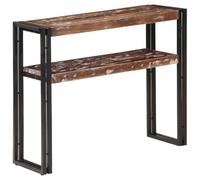 LoogCape Table console en bois massif vieilli 90 x 30 x 75 cm avec fer revêtu par pulvérisation, avec deux étagères pour salon, couloir, bureau, comme table d'appoint et espace de rangement