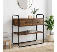 LoogCape Table console en chêne fumé 100 x 40 x 75 cm avec matériau en bois, cadre en acier robuste, espace de rangement supplémentaire, idéale pour couloir, salon, entrée, peu encombrant, durable
