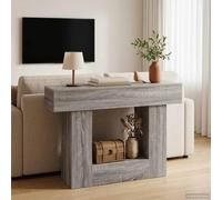 LoogCape Table console Sonoma grise 101 x 30 x 74 cm avec espace de rangement, tiroirs et étagère pour couloir, salon, entrée, étroite, peu encombrante, durable, résistante à l'humidité