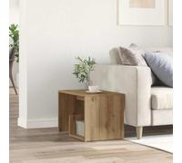 LoogCape Table d'appoint Artisan en chêne 59 x 36 x 38 cm, table basse, table de chevet avec compartiments ouverts, espace de rangement pour salon, chambre à coucher, bureau, coin