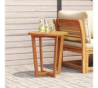 LoogCape Table d'appoint de jardin ronde Ø 70 x 75 cm en bois d'acacia massif, table de terrasse et de balcon avec plateau à lamelles, pied en croix et pieds de nivellement pour extérieur