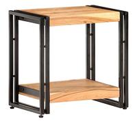 LoogCape Table d'appoint en bois d'acacia massif - 40 x 30 x 40 cm - Table basse industrielle - Table de chevet avec fer revêtu par pulvérisation - Pour salon, chambre à coucher, couloir