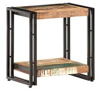 LoogCape Table d'appoint en bois recyclé massif recyclé - 40 x 30 x 40 cm - Compartiment de rangement en fer noir revêtu par pulvérisation - Pour salon, chambre à coucher, couloir comme table de