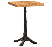 LoogCape Table de bistro marron en bois massif de mangue, 50 x 50 x 76 cm, cadre en fonte, surface rustique, pour cuisine, salle à manger et petites pièces avec design industriel peu encombrant