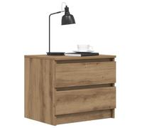 LoogCape Table de chevet en chêne artisanal, 50 x 40 x 43,5 cm, en bois dérivé du bois, table d'appoint industrielle avec 2 tiroirs, console de chevet pour chambre à coucher, espace de rangement